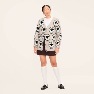 Woolrich Target Women XXS Extra Small Sheep Print Relaxed Cardigan Sweater Taupe